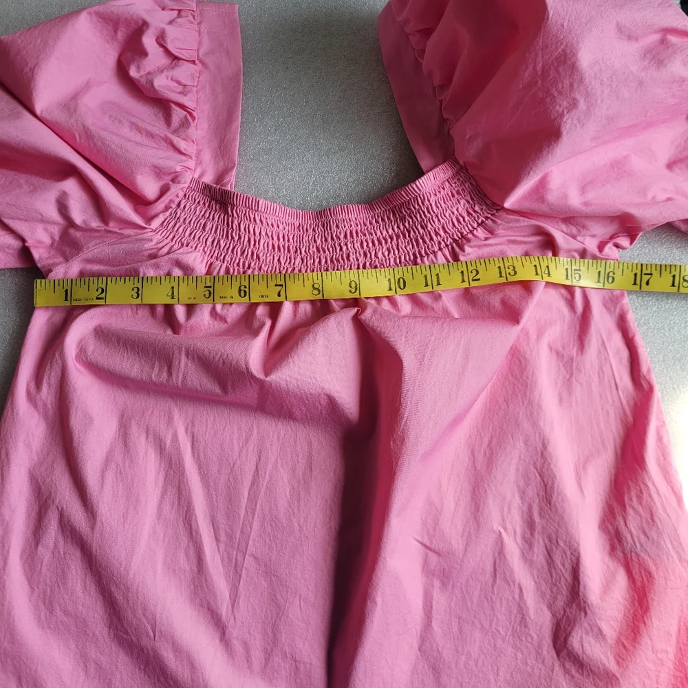 Smocked Peasant Blouse With Puff Sleeves Cotton Pink Small Cottagecore - Picture 14 of 14